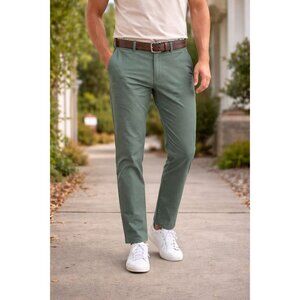 Copper & Oak Mens 38x30 Olive Flex-Comfort Flat Front Chino Pants Straight Fit